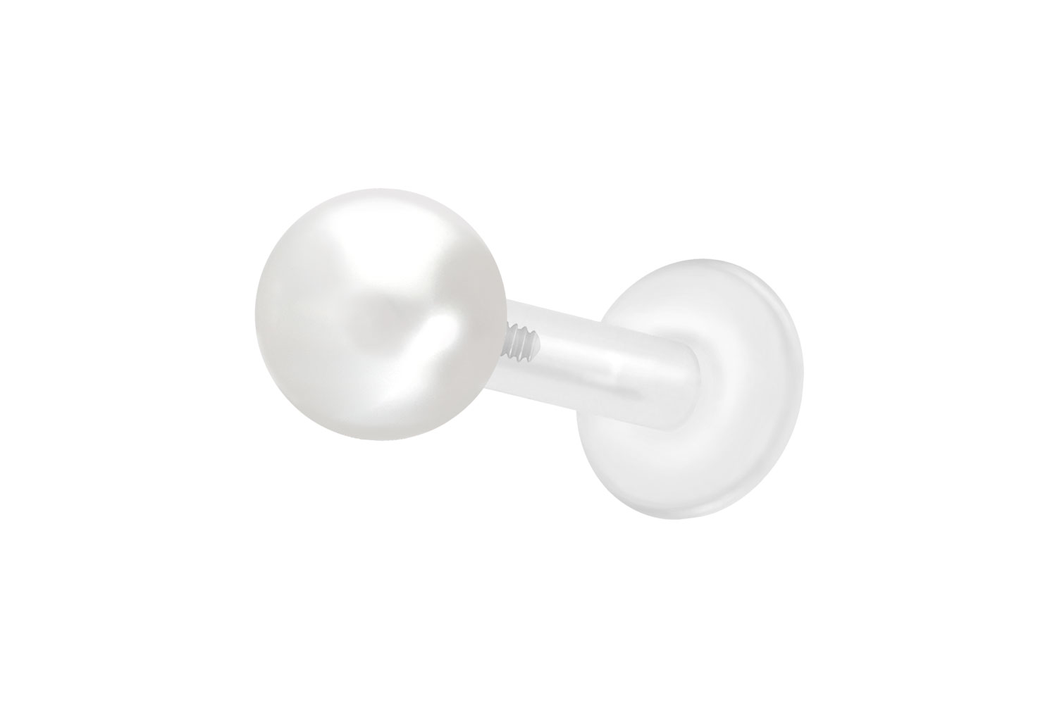PTFE Labret Piercing mit Innengewinde + Titan-Aufsatz SYNTHETISCHE PERLE